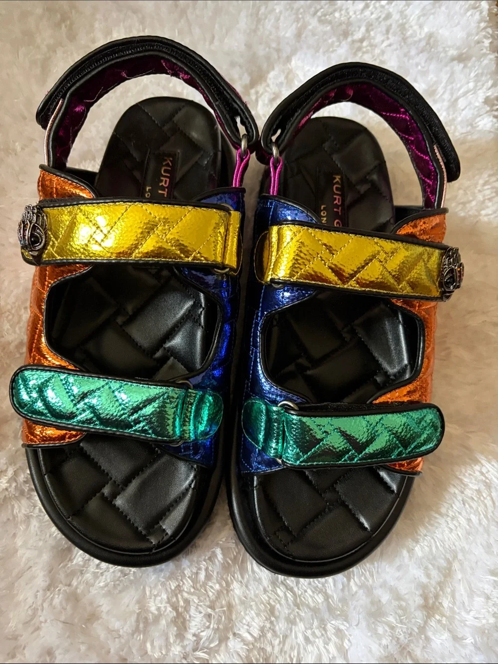 Kurt Geiger women’s Metallic Rainbow Strap Sandals